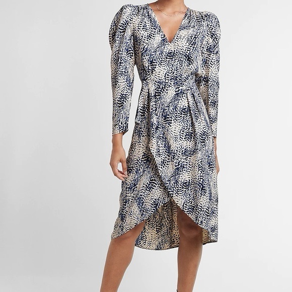 Express Blue Wrap Dress - Picture 1 of 8